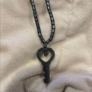 Black Key Pendant Necklace